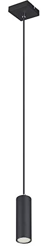 GLOBO Pendelleuchte schwarz Pendelleuchte einzeln schwarze Hängelampe, Skandinavisch Metall schwarz matt, 1x GU10 Fassung, DxH 9x120cm