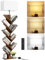 OUTONLIFE Libreria ad albero a 9 livelli con luce, telecomando e timer, moderna libreria alta in legno per libri/CD, piccola libreria organizer per libri, soggiorno, camera da letto, ufficio (marrone