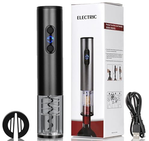 Cavatappi elettrico – Cavatappi automatico con tagliacapsule, pulsante ricaricabile con un solo clic per aprire bottiglie di vino senza soluzione di continuità, ideale per casa, cucina, feste e