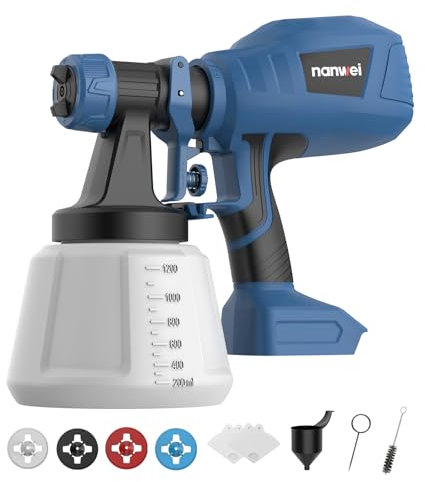 NANWEI Cordless Paint Sprayer for Makita 18V Battery, Spray Gun with 1200ML Container,4 Nozzles and 3 Patterns, Battery Paint Sprayer for Home DIY Painting (Battery Not Included)