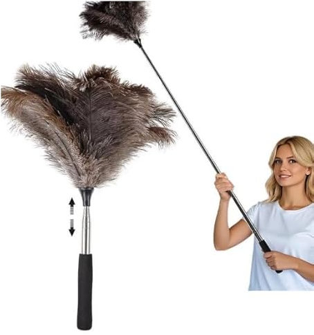 Teleskop Staubwedel Straußenfedern: Waschbar Staubwedel Lang ausziehbar Müheloses Staubwischen, für Deckenventilatoren, Lampenschirme, Jalousien und Bücherregale - Einziehbar 40-100cm