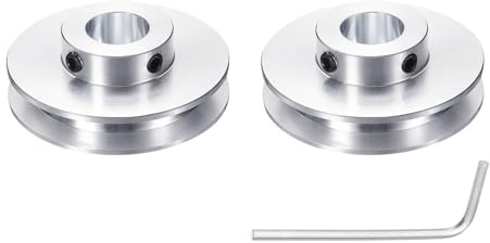 sourcing map 1 x Einzelrillen-Riemenscheibe, 14 mm feste Bohrung, 50 mm Außendurchmesser, Aluminiumlegierung, mechanische Riemenscheibe mit Sechskantschlüssel für 6 mm PU-Rundriemen