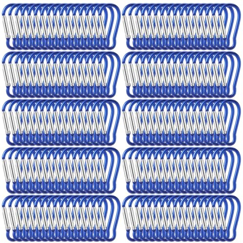 Yaocom 500 Stück 5,1 cm Feder-Karabinerhaken, kleine Aluminiumhaken, blau