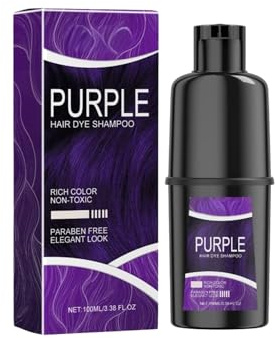 Haarfärbeshampoo, Instant Hair Dye Shampoo, Färbt das Haar innerhalb von Minuten, Langanhaltend, Natürlich Geschmeidig, Pflegend und Glänzend, Für alle Haartypen Geeignet, Purple-100ml