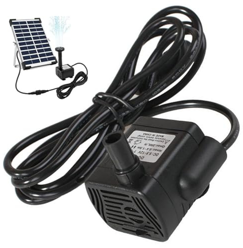 Pompa dell'acqua solare DC 5, 5 V-12V 3W, 300L/H Pompa di stilografica silenziosa con spray da 4, 9 piedi per stagno per acquario, senza pannello solare