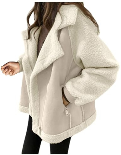 Lederjacke Damen Gefüttert Winterjacke Damen Warm Leder Jacke Damen Winter Ledermantel Frauen Innenfutter Fellkragen Wintermantel Innen Mit Fell Fleece Motorrad Vintage Mantel Reißverschluss