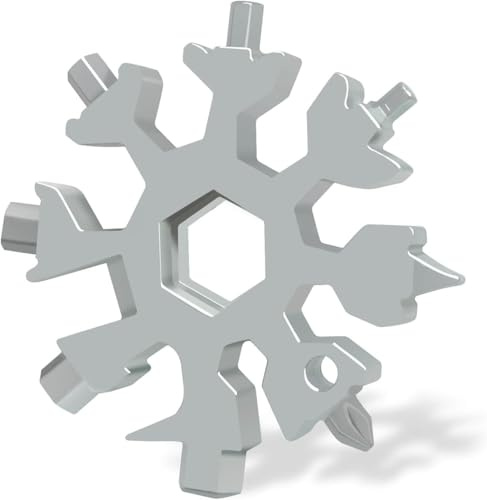 Zodazoqa 18-in-1 Schneeflocken-Multitool, Edelstahl-Schneeflocken-Flaschenöffner/Schlitz-Kreuzschlitzschraubendreher-Set/Schraubenschlüssel 18 in 1 Edelstahl-Multitool (Edelstahl)