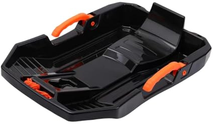 predolo Schneeschlitten Kinder Rodel Schlitten Abfahrtsschlitten Sandrutscher mit Bremsgriffen aus Robustem PP mit Handbremse Und für Kinder, Schwarz