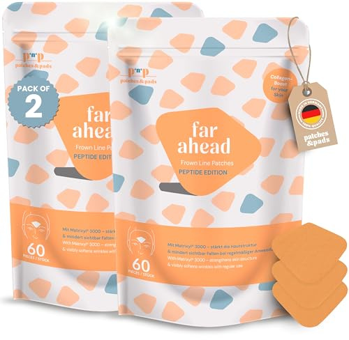 patches&pads Anti-Aging Peptid-Patches für Zornesfalten & Stirnfalten – Matrixyl 3000 – Faltenmindernde Pflege für glattere Haut,Kollagen-Boosting, ideal über Nacht (2er-Pack)