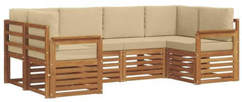 vidaXL 20-teiliges Sofa-Set aus natürlichem Akazienholz, massiv, modern, rechteckig, rechteckig, langlebige Terrassenmöbel, aus Akazienholz