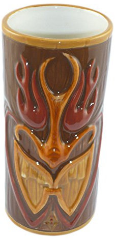 Tiki Becher FLAME A HUNA Tiki Mug Braun/Rot Keramik Becher - Aloha Lets Party