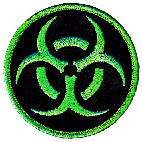 Biohazard Symbol Embroidered Patch Iron-On Danger Symbol Zombie Green Logo