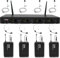 Pyle 4 Channel UHF Wireless Microphone System & Rack Mountable Base 4 Headsets, 4 Belt Packs, 4 Lavelier/Lapel MIC With Independent Volume Controls AF & RF Signal Indicators (PDWM4560)