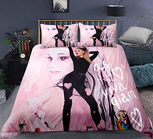 Goplnma-Ariana Bettwäsche-Set,Sänger Ariana 3D-Digitaldruck Bettbezug Mit Kissenbezug,Mikrofaser,Mehrfarbig (135x200cm,9)