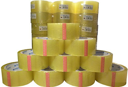Efo Lot de 36 rouleaux de ruban adhésif d'emballage, solide et long, transparent, 48 mm x 63 m