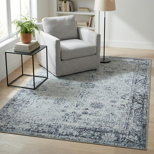 Unique Loom Sofia Collection Area Rug - Casino (4' 1 x 6' 1 Rectangle, Light Blue/ Ivory)