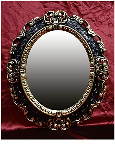 Lnxp WANDSPIEGEL Spiegel OVAL in Schwarz Gold Dualcolor REPRO 45x38 ANTIK BAROCK Rokoko REPLIKATE NOSTALGISCH Renaissance BAROCKSTIL 46SP
