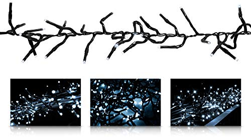 LED Universum Büschellichterkette mit 480 weißen LEDs und einer beleuchteten Länge von ca. 7 Metern, 3m Zuleitung, für Außen und Innen, IP44, perfekt für Weihnachtszeit, Hochzeit oder Gartenfeier