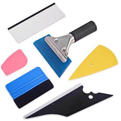 Winjun Autofolie Tönungsfolie Lackschutzfolie Vinyl Wrapping Werkzeug Rakel Set Folienrakel Kunststoffschaber Wasserabzieher Fensterabzieher mit Gummilippe