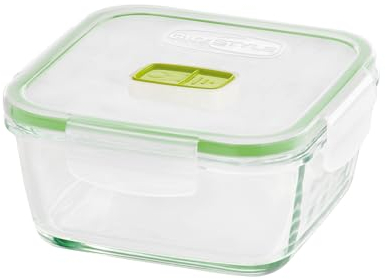 GIO'STYLE Contenitore per Alimenti in Vetro - 0,8L - Chiusura Ermetica - Quadrato - Made in Italy - Adatto a Frigorifero, Freezer, Microonde - Linea 2 in 1 Vetro