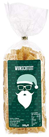 Herz & Heim® Nudeln zu Weihnachten mit Namensaufdruck auf dem Etikett