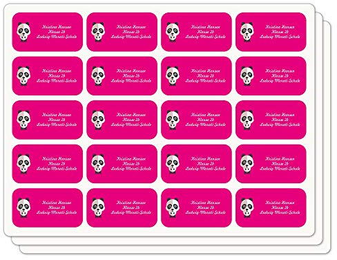 INDIGOS UG Adressetiketten selbstklebend - 40x22 mm - 086 - Panda - 60 Sticker Namensaufkleber Kinder Schule - Namensetiketten selbstklebend - Sticker für Stifte, Federmappe, Hefte, Bücher