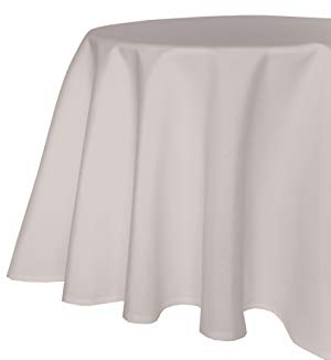 texpot Tischdecke 180 cm rund Hellgrau Leinenoptik Lotuseffekt Fleckschutz Bügelfrei Tischtuch