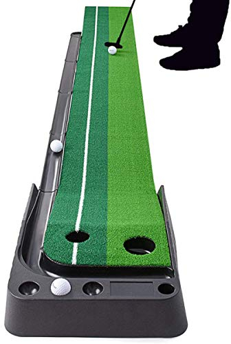YINGJEE Alfombra de Putting para Práctica y Entretenimiento, Estera de Golf Con Sistema de Retorno Automática, Alfombrilla 300 * 30 cm, Regalo para Día del Padre