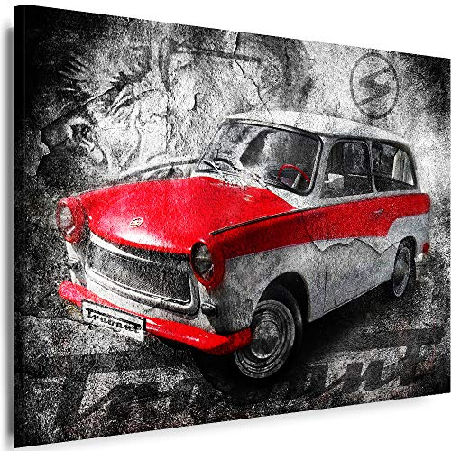 Myartstyle - Bilder Auto Trabant 80 x 60 cm Leinwandbilder XXL - 1 Teilige Wandbilder Oldtimer Kunstdrucke w-a-2024-26