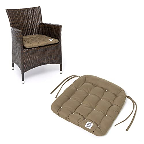HAVE A SEAT Luxury | Sitzkissen 48 x 46 cm (4 St.) - bequemes Stuhlkissen - orthopädisch, wetterfest, waschbar bis 95° C, Trockner geeignet - Made in Germany (48x46 cm - 4er Set, Goldbraun)