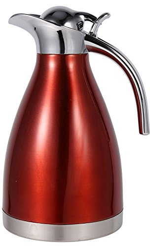 Olla aislada, cafetera de acero inoxidable, tetera, doble pared, con aislamiento al vacío, jarra térmica, botella de agua caliente(2L Plastic Handle-rojo)