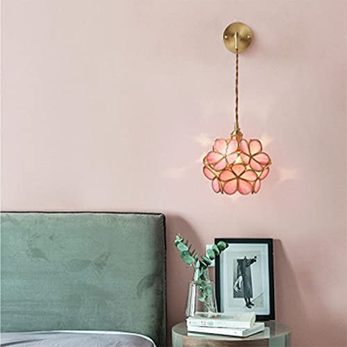 KSTYLE Applique murale en verre fait à la main en cuivre pur, appliques et appliques murales contemporaines modernes mignonnes Applique murale en cuivre 110-120V 220-240V,Rose