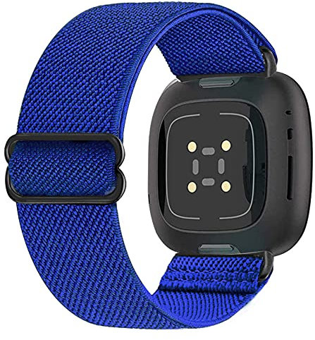 RockloookY Cinturino elastico compatibile con Fitbit Versa 3/Sense, cinturino di ricambio in nylon morbido unisex da 105 mm, blu