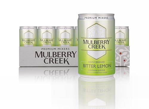 Mulberry Creek Bitter Lemon Tonic Water, Contains Quinine, Premium Quality, Great for Cocktails & Paired with Gin or Vodka, Low Calories & Sodium, Fully Recyclable 24 x 150ml Cans