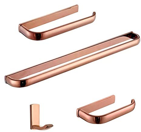 Porta Asciugamani,Anello Portasciugamani Accessori per il bagno in oro rosa di lusso in ottone Portabicchieri Asciugamani Asciugamani Robe Asciugamani Anello Bagno Set hardware ( Color : 4pcs set )