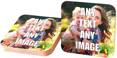 Hippowarehouse Personalised Coaster SET of 4 Photo Printed Gloss Finish 9cmx9cm Mothers Day Fathers New Home Gift House Warming Kitchenware Tableware Anniversary Wedding Present Valentines Gift
