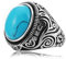 Beydodo Edelstahl Ring für Männer Gothic, Silber Herren Ring Personalisiert Gr.70 (22.3) -Vintage Blumen Ring mit Türkis