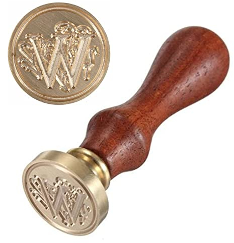 Anawakia Siegelstempel im Vintage-Stil - Wachs Siegel Set A-Z mit Holzgriff - Dekorativer Petschaft für 26 Buchstaben DIY - 1 Stück (W)