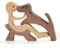 Pipihome Holzskulptur Ornamente, Familien-Welpe Holzschnitzerei, Hundefiguren, Dog and Man Statue, Kreative Hund Geschenke, Home Decor