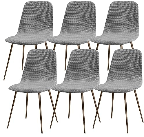Lydevo Stuhlhussen 6er Esszimmer Strech Stuhlhussen für Esszimmerstühle Universal Waschbar Bezug Stuhlhussen Skandinavisch Stuhlüberzug für Küchenstühle Hotel Bankett,Diagonal#Blassgrau