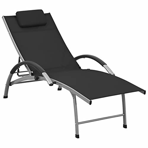 Chenshu Sonnenliege, Gartenliege, Liegestuhl, Sonnenstuhl, Sonneninsel Outdoor, Gartenmöbel, Bäderliege, Relaxliege, Textilene und Aluminium Schwarz