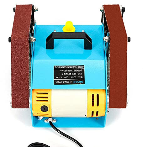 Doppelachse Bandschleifer Schleifband Schleifmaschine Tischbandschleifer Doppelbandschleifer Polierwerkzeug Double Axis Belt Sander Doppelte Werkbank Polierer Electric Sanding Machine 6000Rpm 950W
