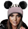 4sold Wintermütze Miki für Damen, Mädchen, aus Wolle, Strickmütze mit zwei Pom-Poms, für Ski, Snowboard, Einheitsgröße