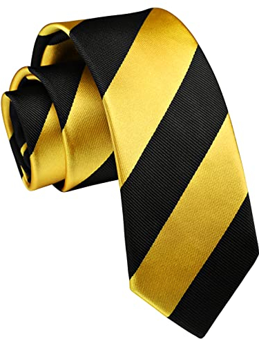 Enlision Herren Krawatte Schmale Schwarz Streifen Seide Krawatten für Formelle Büro oder Hochzeit Business 6cm