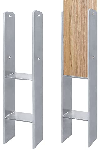 YRHome 2 Stück H-Pfostenträger feuerverzinkt H-anker Feuerverzinkt 121mm H-anker Feuerverzinkt, Materialstärke 5mm, Gesamthöhe 600 mm Zaunpfosten für Carports Gartenzäunen (2 Stück 121mm)