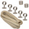 Handlaufseil Set 40mm - bestehend aus 2 Endkappen 5 Seilträger Edelstahl matt und 5m Nature Touch Handlaufseil naturfarben