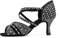 Syrads Womens Professional Latin Dance Shoes Open Toe Salsa Bachata Dance Shoes Glitter Strass Salsa Latin Dancing Heels,Nero 7.5cm Heel,39 EU