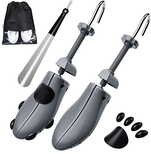 JJDPARTS Shoe Stretcher for Men Women, 4-way Adjustable Shoe Widener Expander, Shoe Tree Extender for Wide Feet with Shoe Horn (For Men UK Size 4.5-7 and Women UK Size8-10, Grey) (Grey)