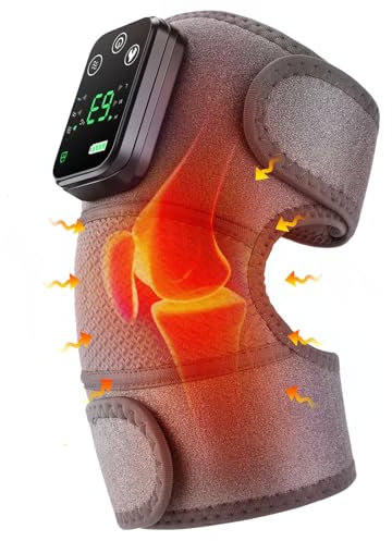 Cordless Heated Knee Massager Heating Shoulder Support Brace Wrap with Massage, Vibration Heating Pads for Relaxing Knee Shoulder Elbow, 3-in-1 Massage Machine Best Gift for Birthday Christmas