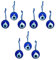MYSTIC JEWELS Türkisches Auge zum Aufhängen, Glas, Evil Eye, Hochzeit, 4 cm Durchmesser mit Gewinde und Schnur, Nazar Boncuk, Böser Blick